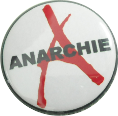Anarchy Button schwarz-weiss-rot